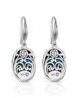 Carved Turquoise Sterling Silver Bali Drop Earrings