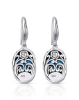 Carved Turquoise Sterling Silver Bali Drop Earrings