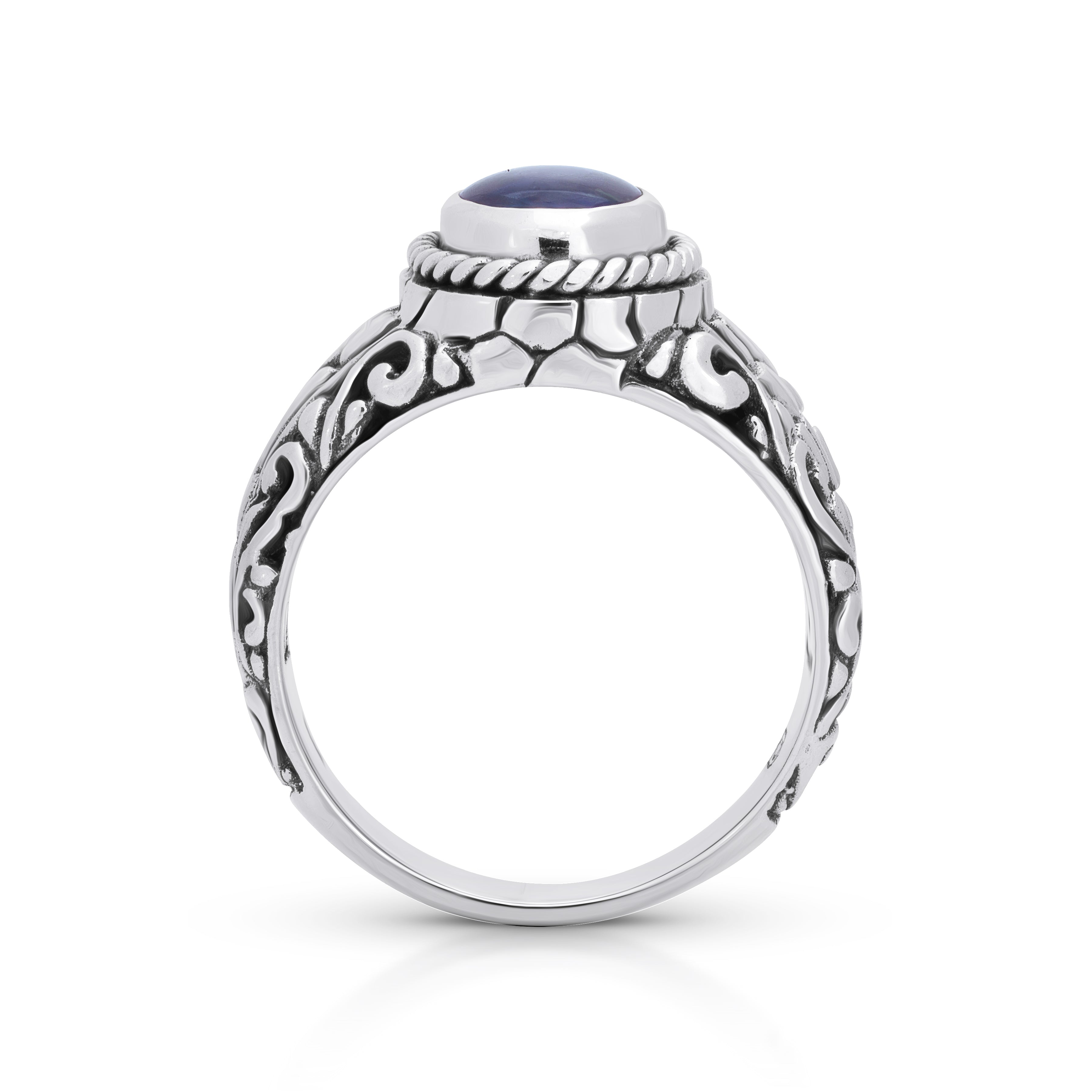 Majestic Boulder Opal Sterling Silver Bali Ring