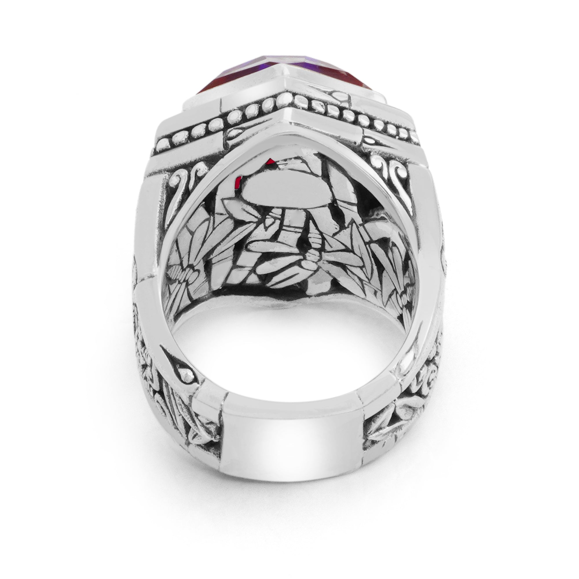 Royal Quartz Elegance – Sterling Silver Bali Statement Ring