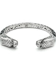 Mystic Sterling Silver Black Shell Double Dragon Bangle