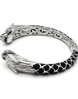 Mystic Sterling Silver Black Shell Double Dragon Bangle