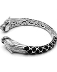Mystic Sterling Silver Black Shell Double Dragon Bangle