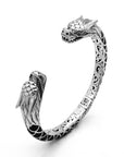 Mystic Sterling Silver Black Shell Double Dragon Bangle