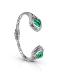 Romantic Bali Sterling Silver Malachite Heart Bangle