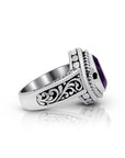 Celestial Harmony: Balinese Artisan 925 Sterling Silver Ring with Amethyst