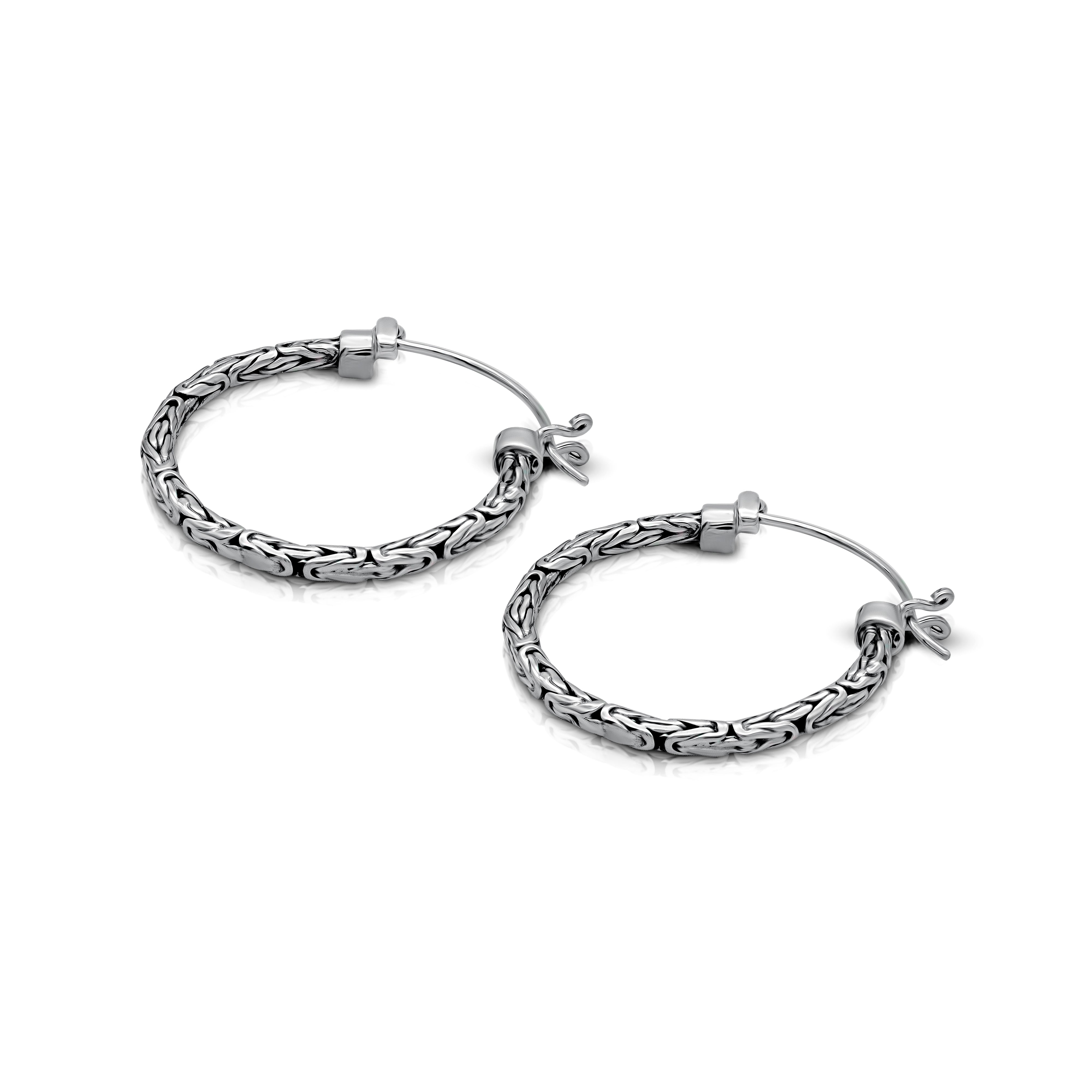 Balinese Artisinal Sterling Silver Hoop Earrings
