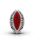 Balinese Artisan 925 Sterling Silver Ring with Red Coral