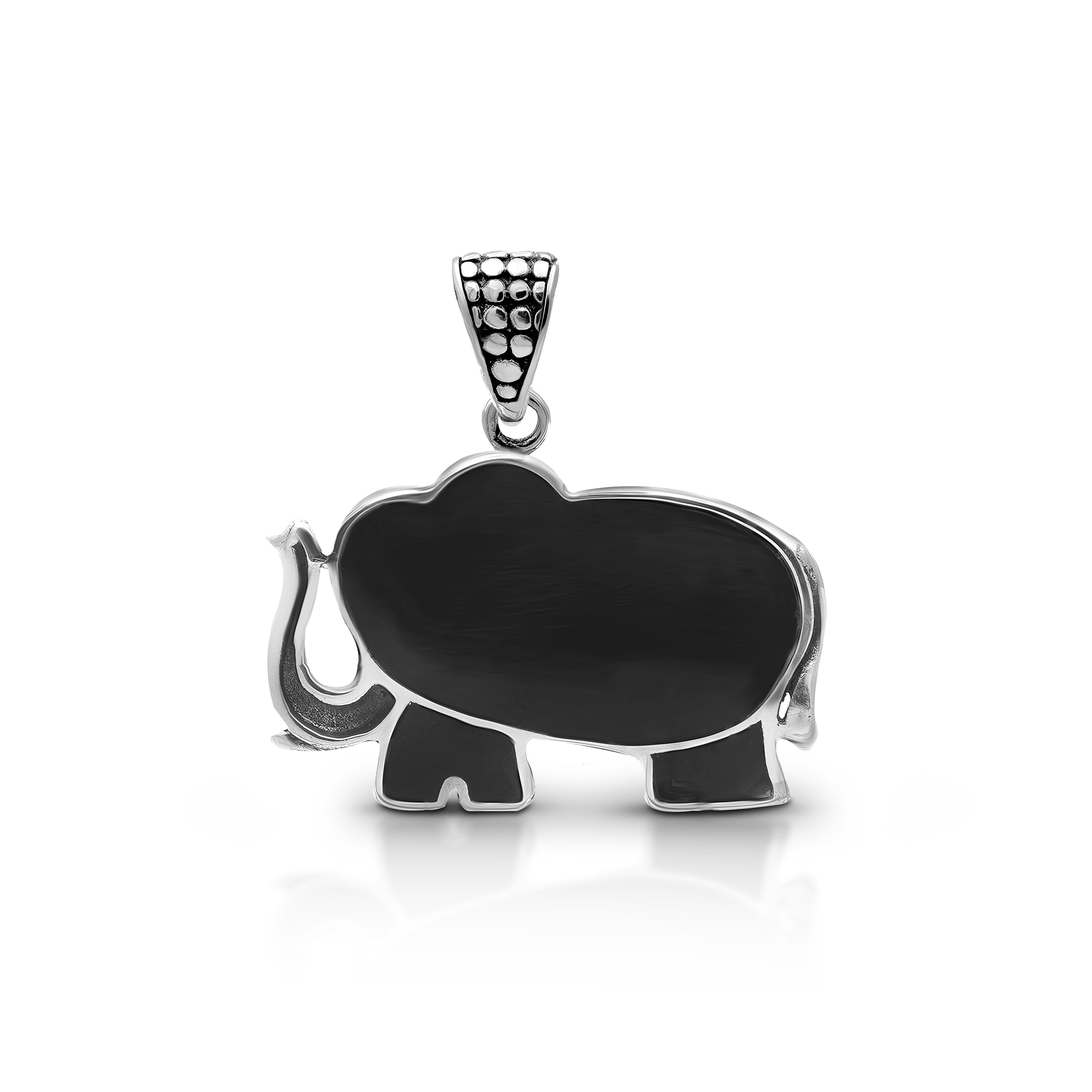 Bali Artisan Sterling Silver Elephant Pendant with Abalone Shell