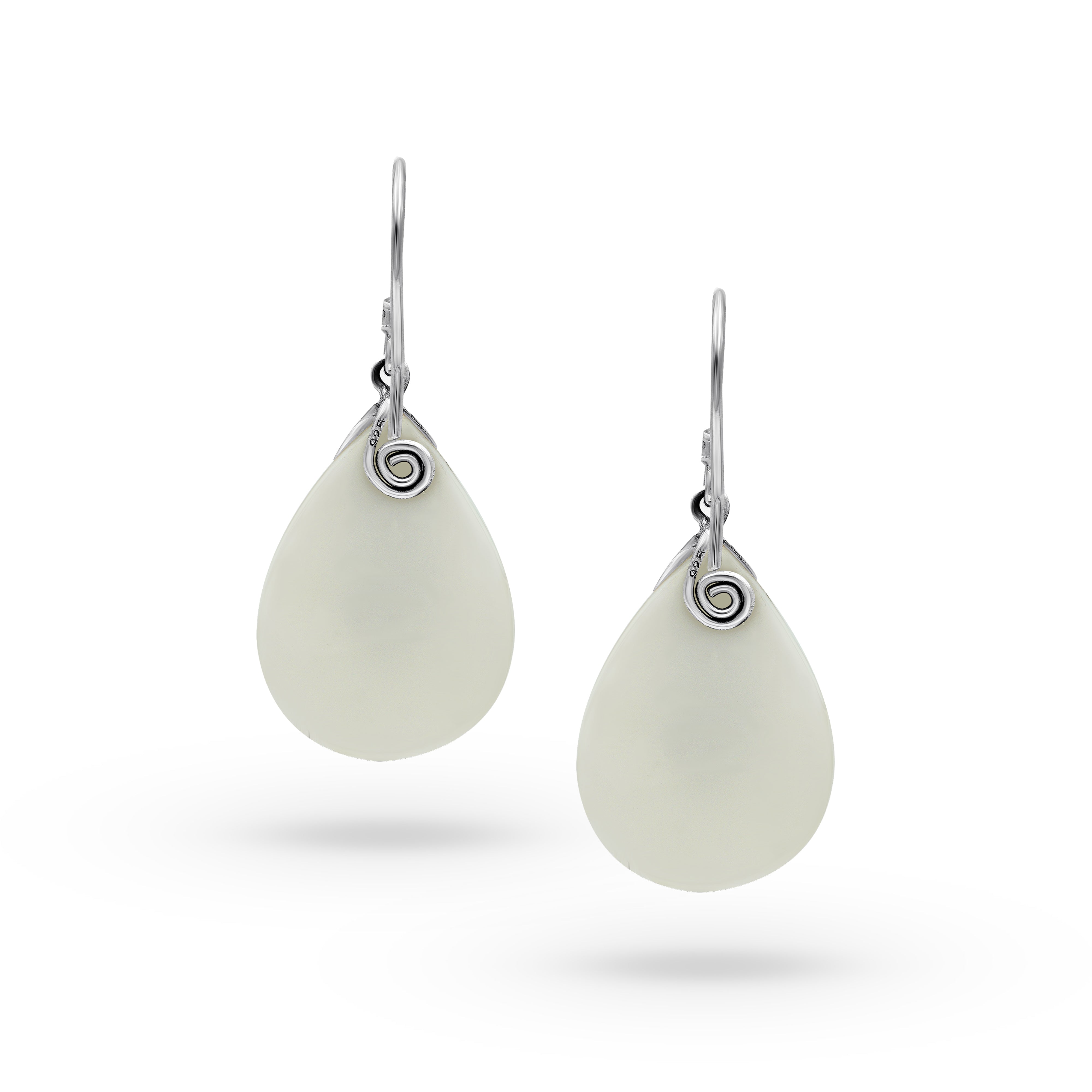 Bali Artisanal 925 Sterling Silver Mother of Pearl Shell Earrings