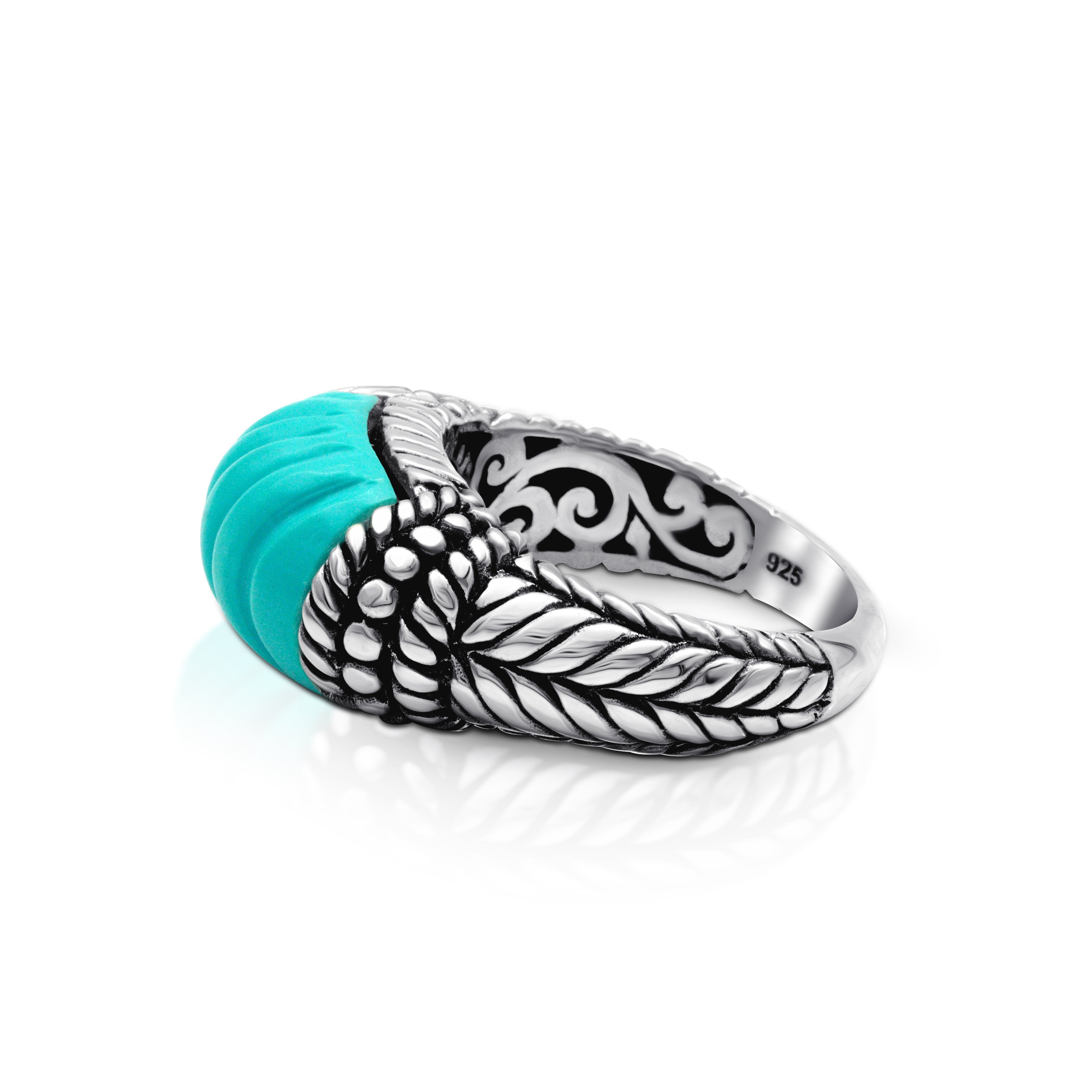 Balinese Artisan Sterling Silver Ring with Turquoise Gemstone