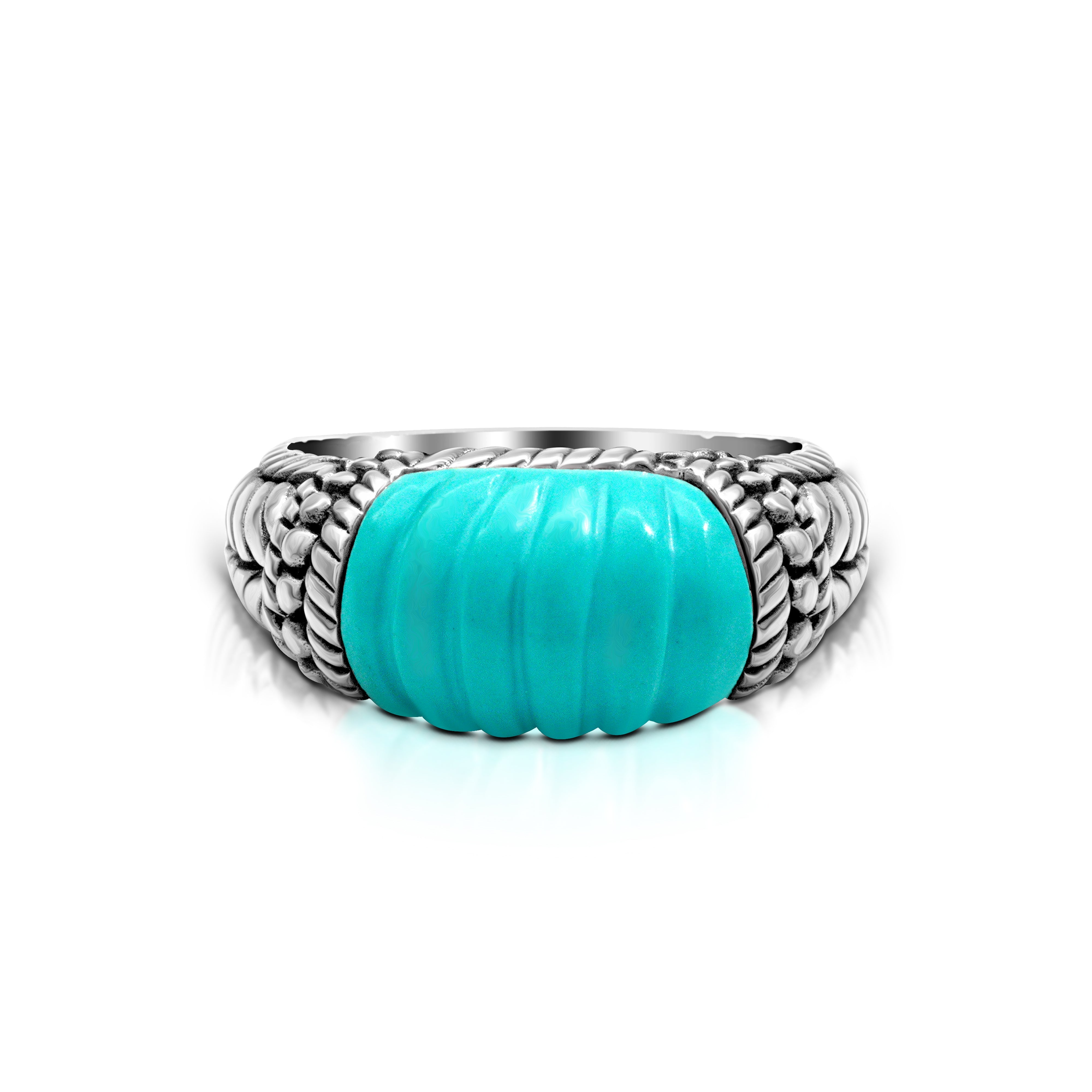 Balinese Artisan Sterling Silver Ring with Turquoise Gemstone