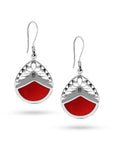 Balinese Artisan 925 Sterling Silver Drop Earring with Beautiful Red Shell