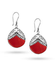 Balinese Artisan 925 Sterling Silver Drop Earring with Beautiful Red Shell