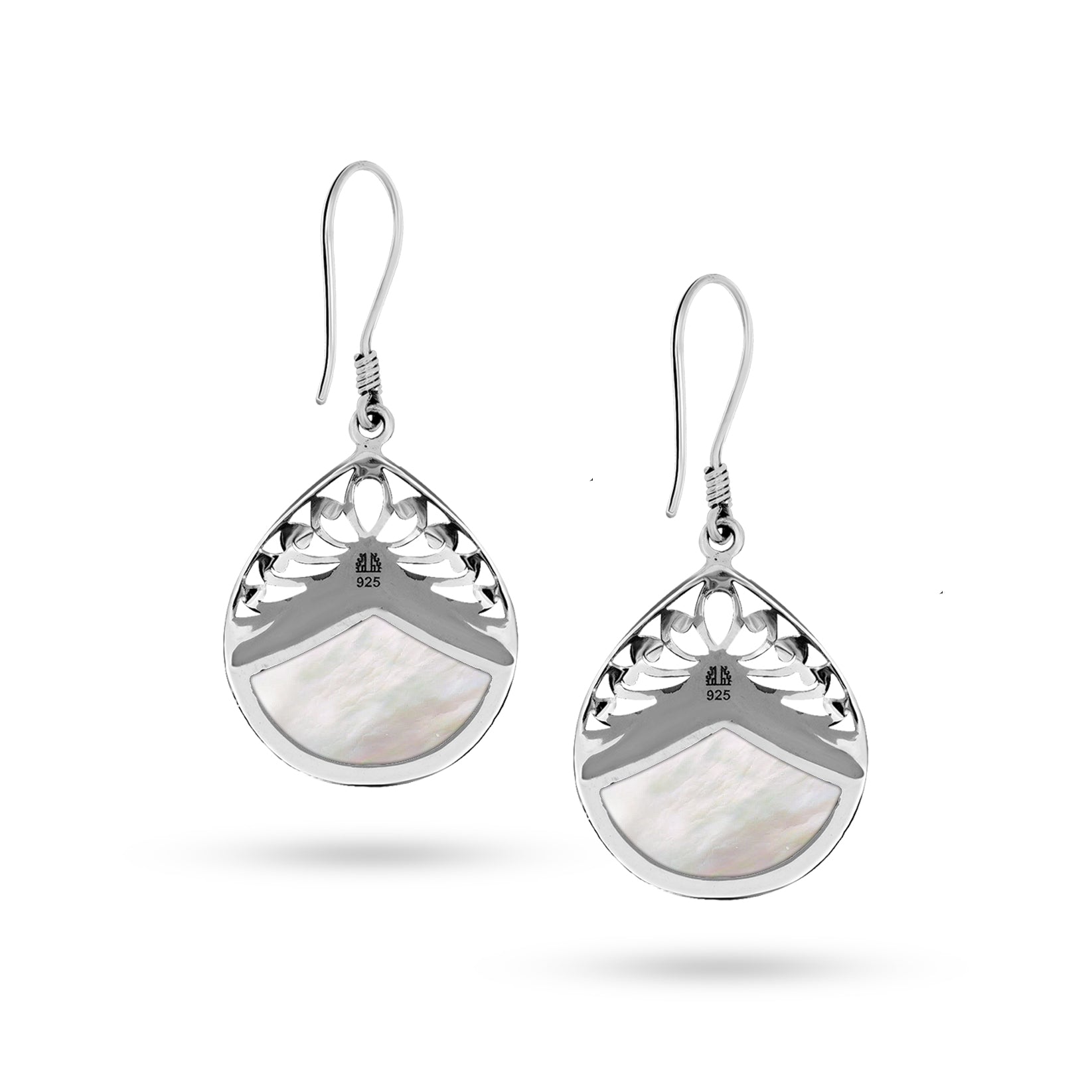 Balinese Artisan 925 Sterling Silver Drop Earring with Mother-of-Pearl