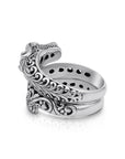 Artisan Balinese Sterling Silver Dragon Ring with Garnet