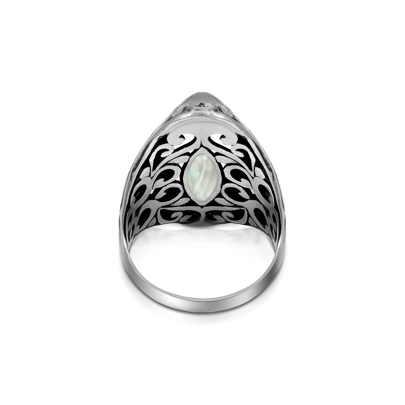 Balinese Artisan Sterling Silver Ring with Mother of Pearl Shell