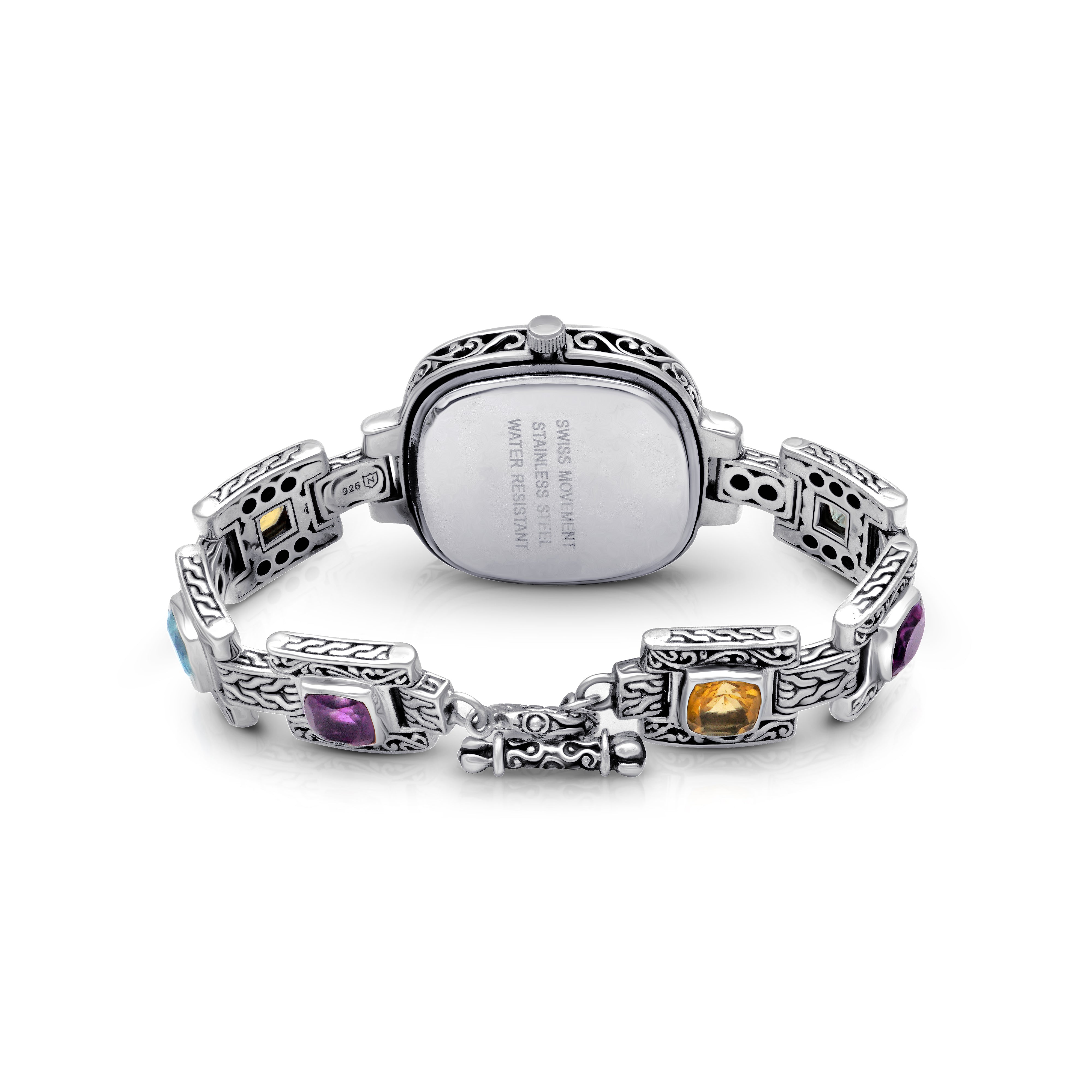 Bali Artisan Sterling Silver Multistone and Conch Watch