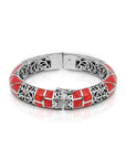 Balinese Sterling Silver Bangle with Coral Shell