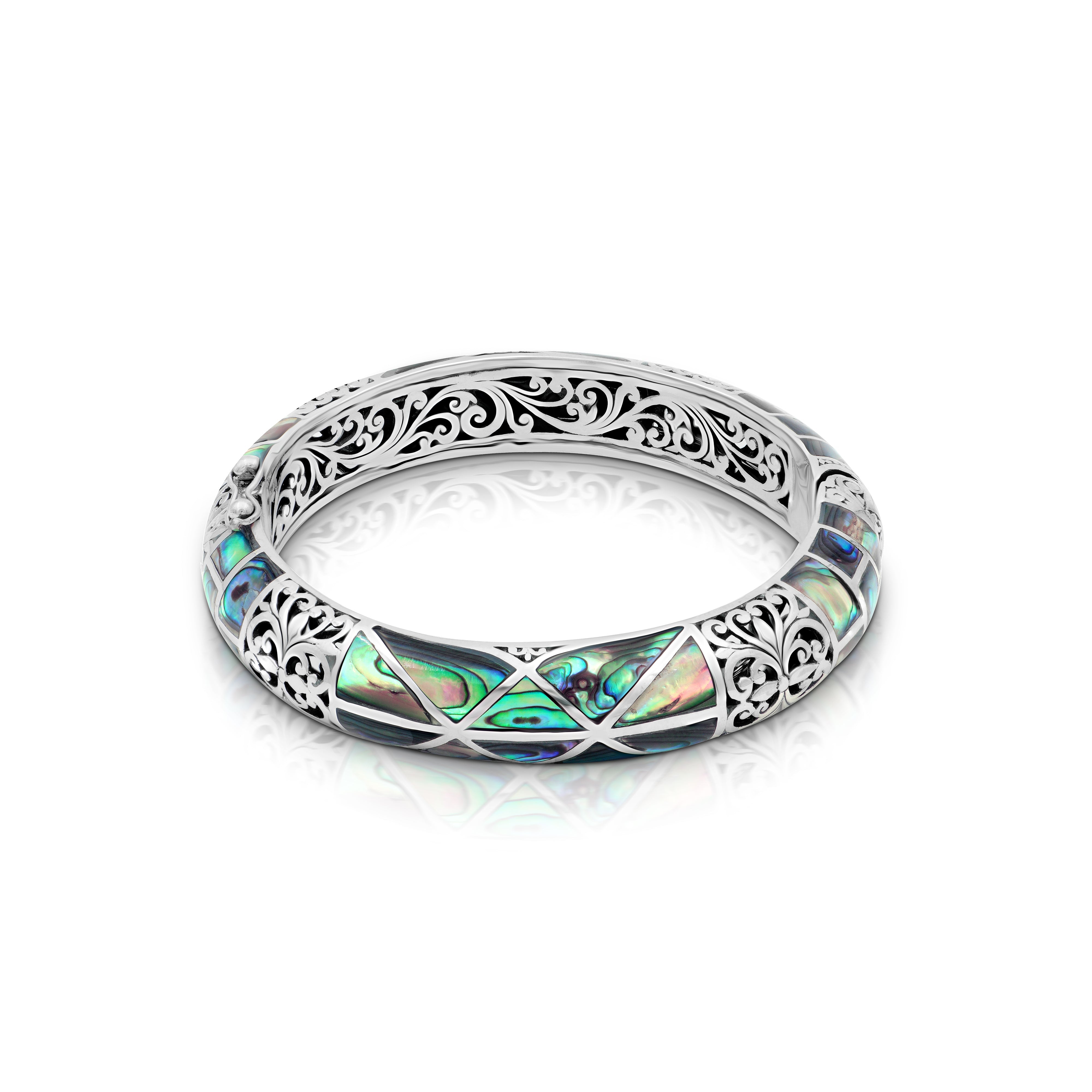 Balinese Sterling Silver Bangle with Abalone