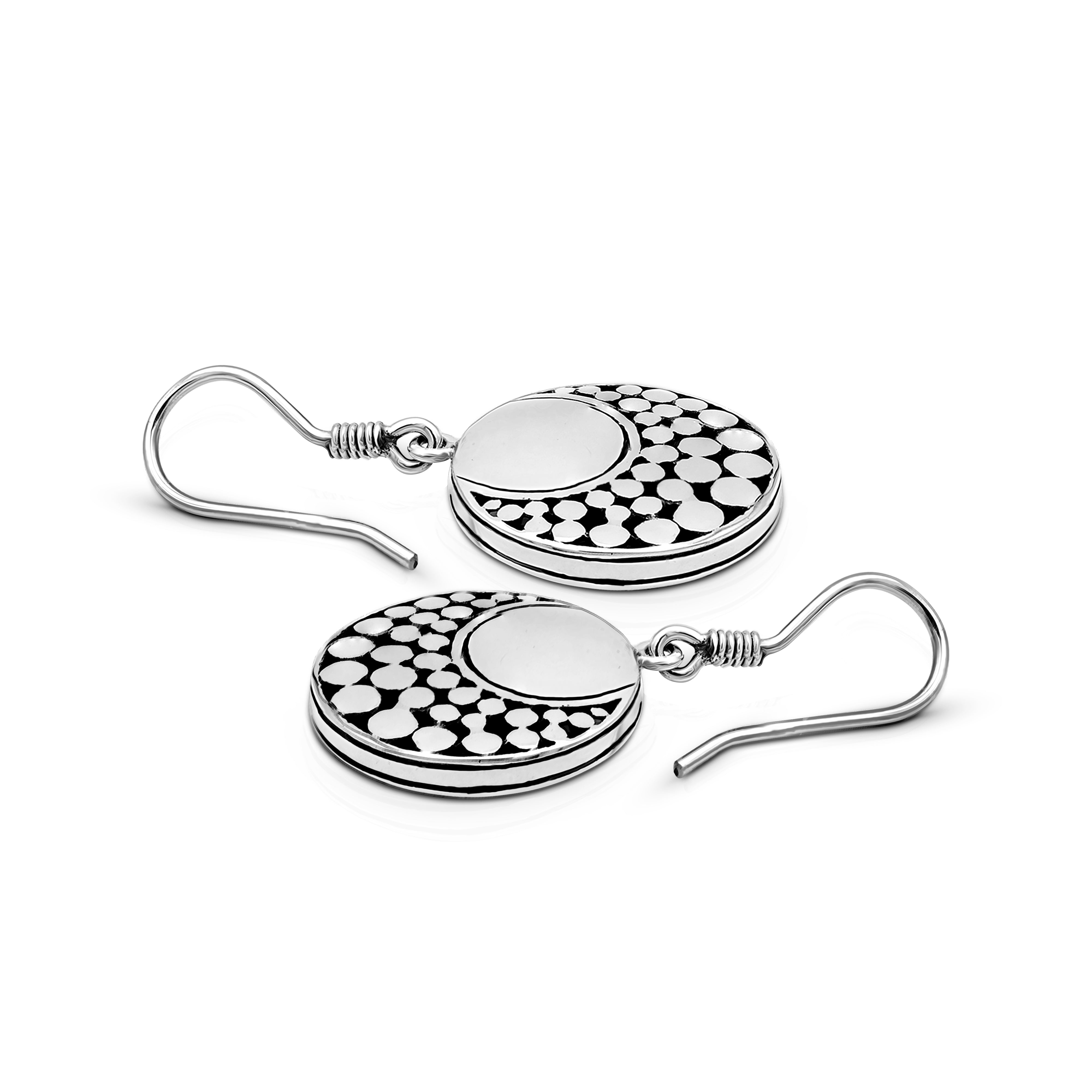 Balinese Artisan Sterling Silver Round Earrings