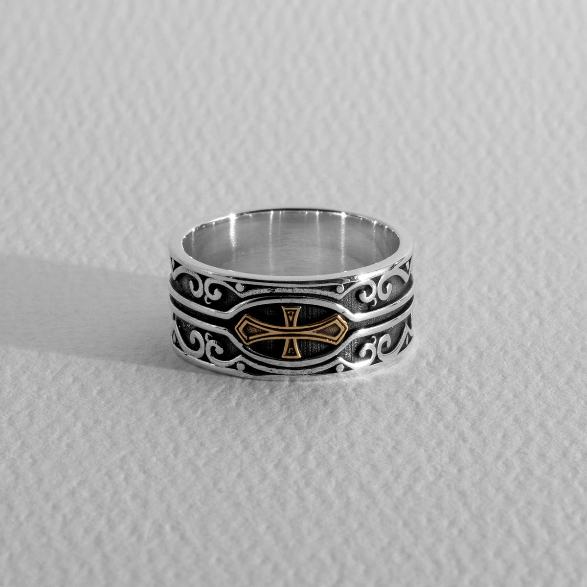 Brass Cross Silver Ring