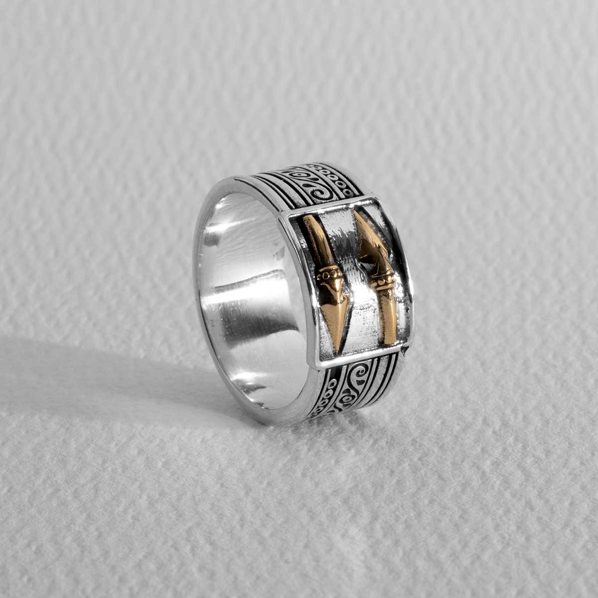 Brass Arrows Sterling Silver Ring