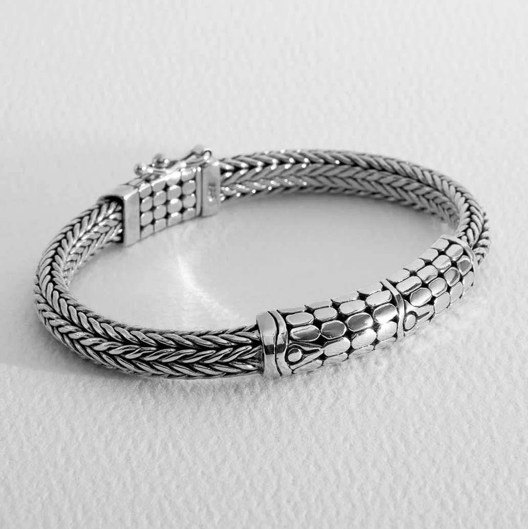 Cylindrical Pattern Woven Link 7mm Bracelet