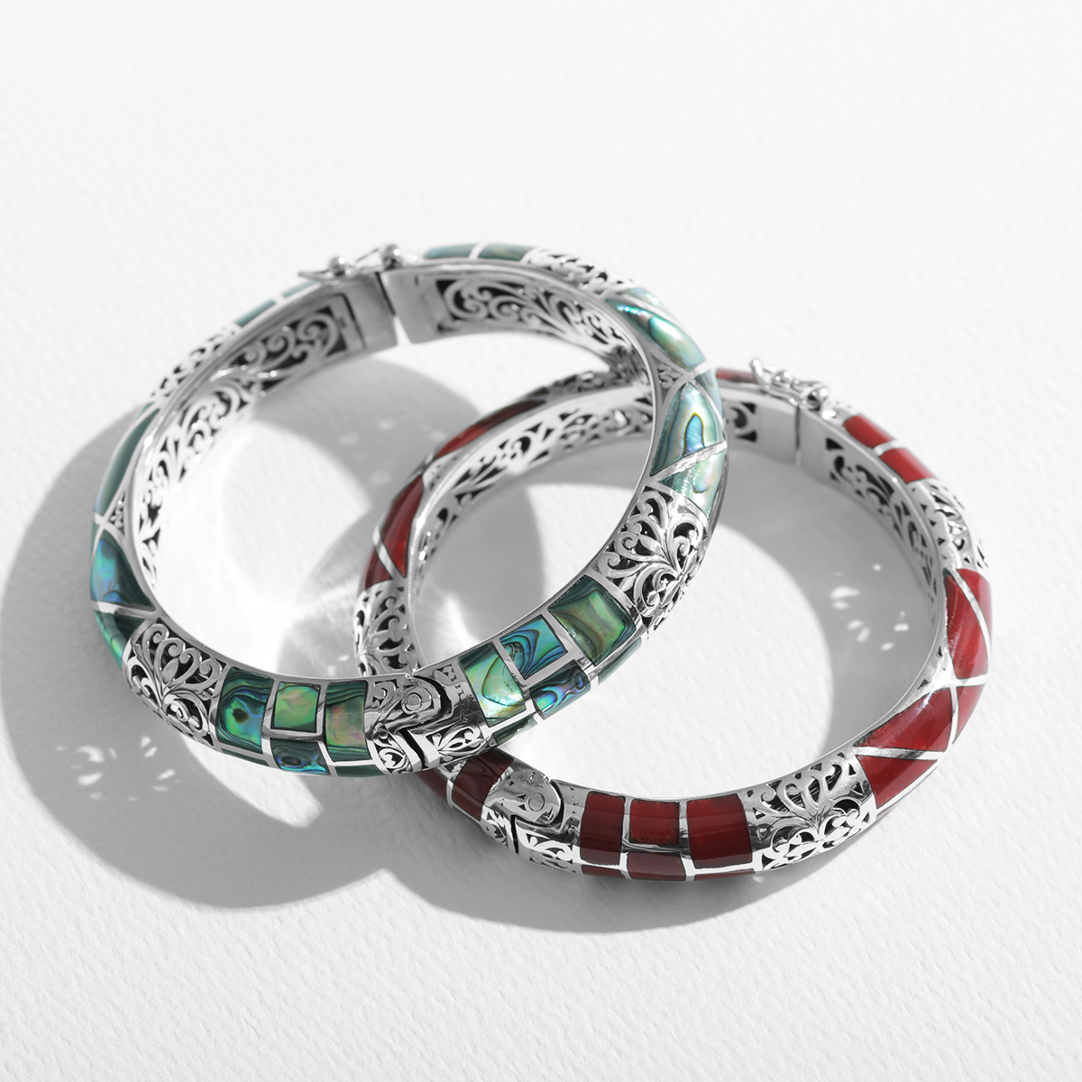 Balinese Sterling Silver Bangle with Abalone