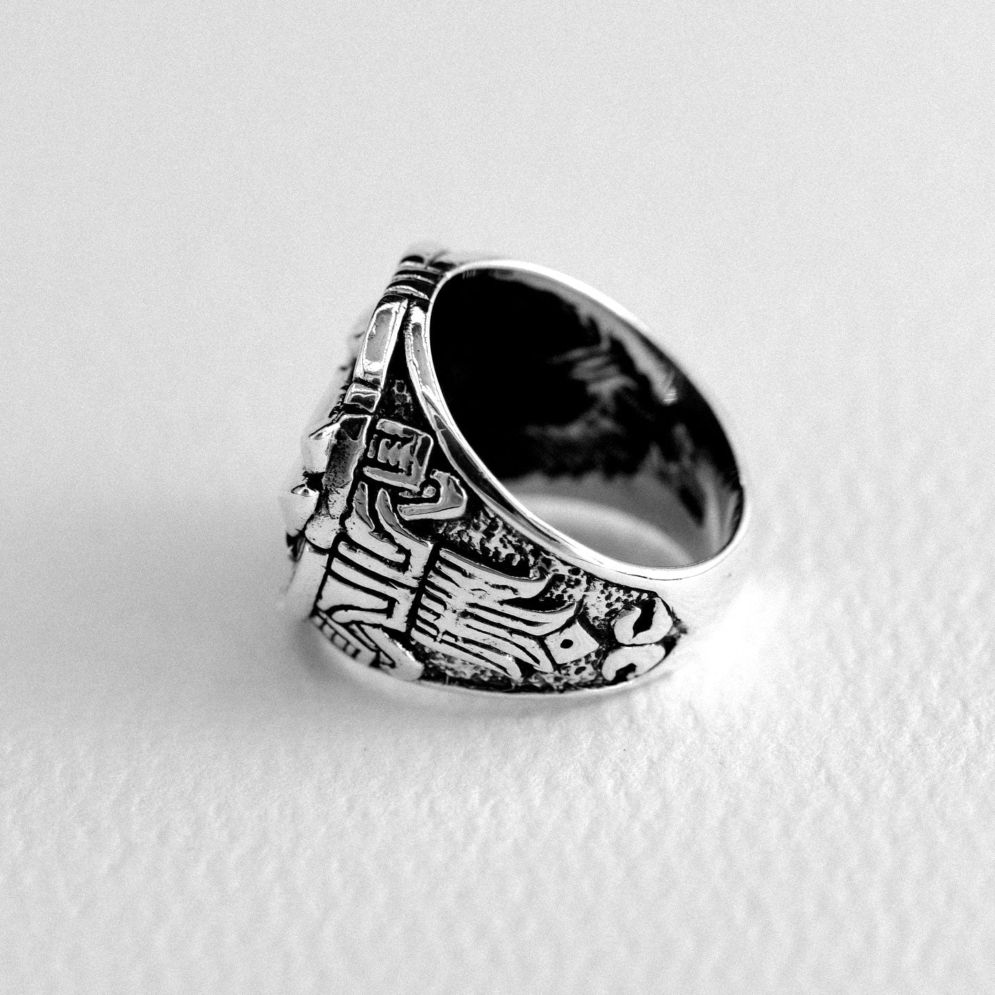 Sterling Silver Eagle Ring with Garnet Eyes