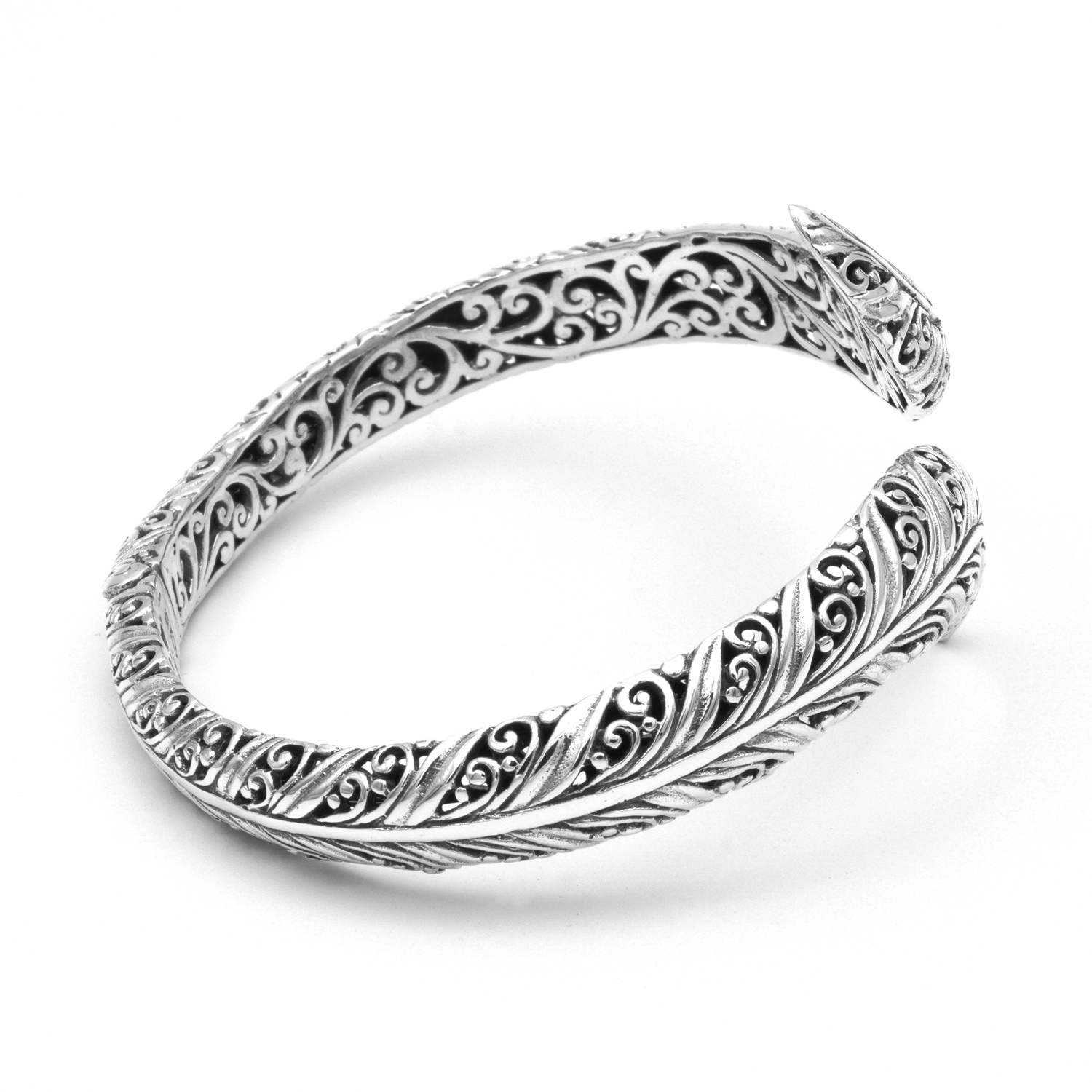 Majestic Feather Sterling Silver Bangle
