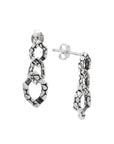Linked Sterling Silver Bali Drop Earrings