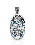 Sterling Silver & Carved Turquoise Balinese Pendant