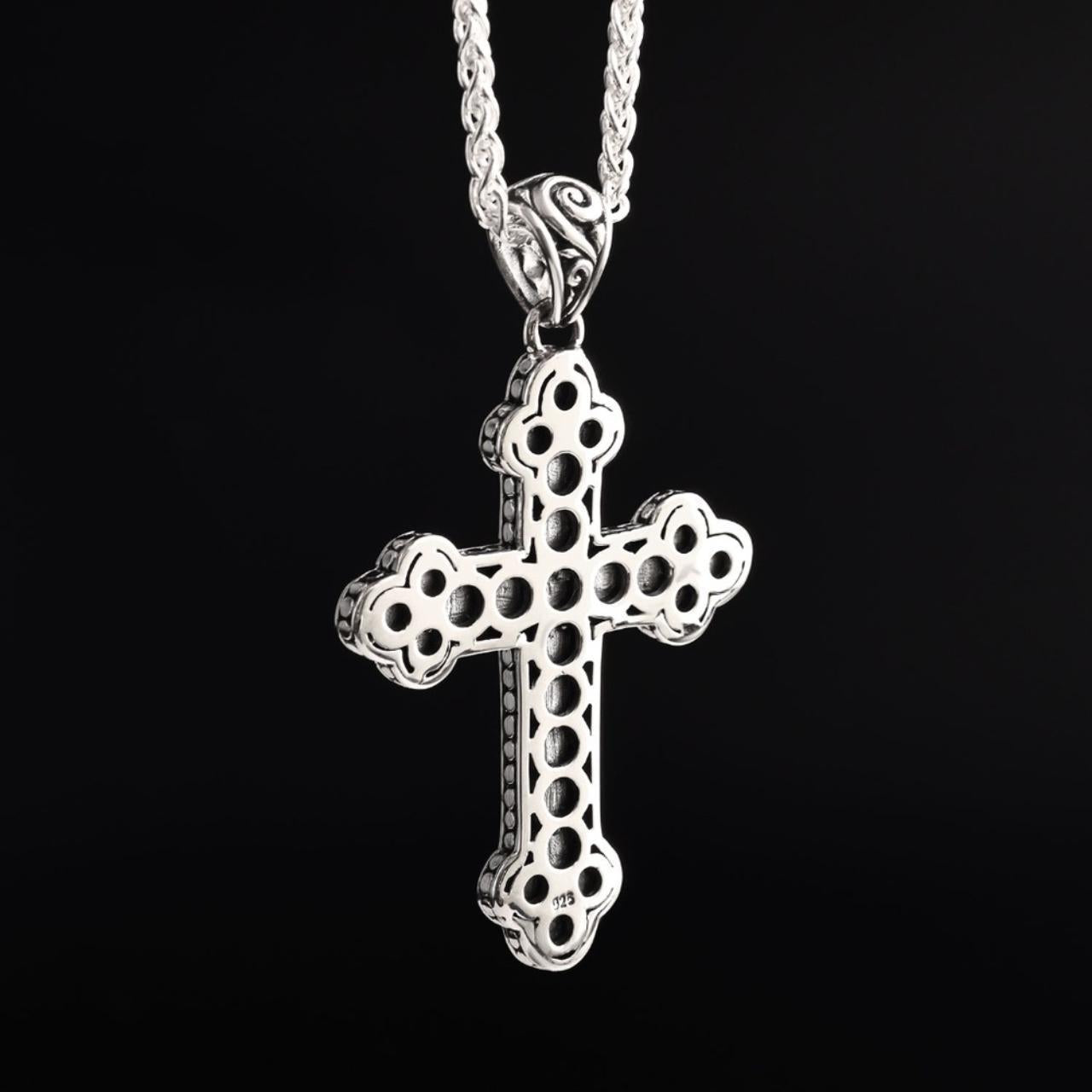 Celestial Reverie Sterling Silver Cross Pendant