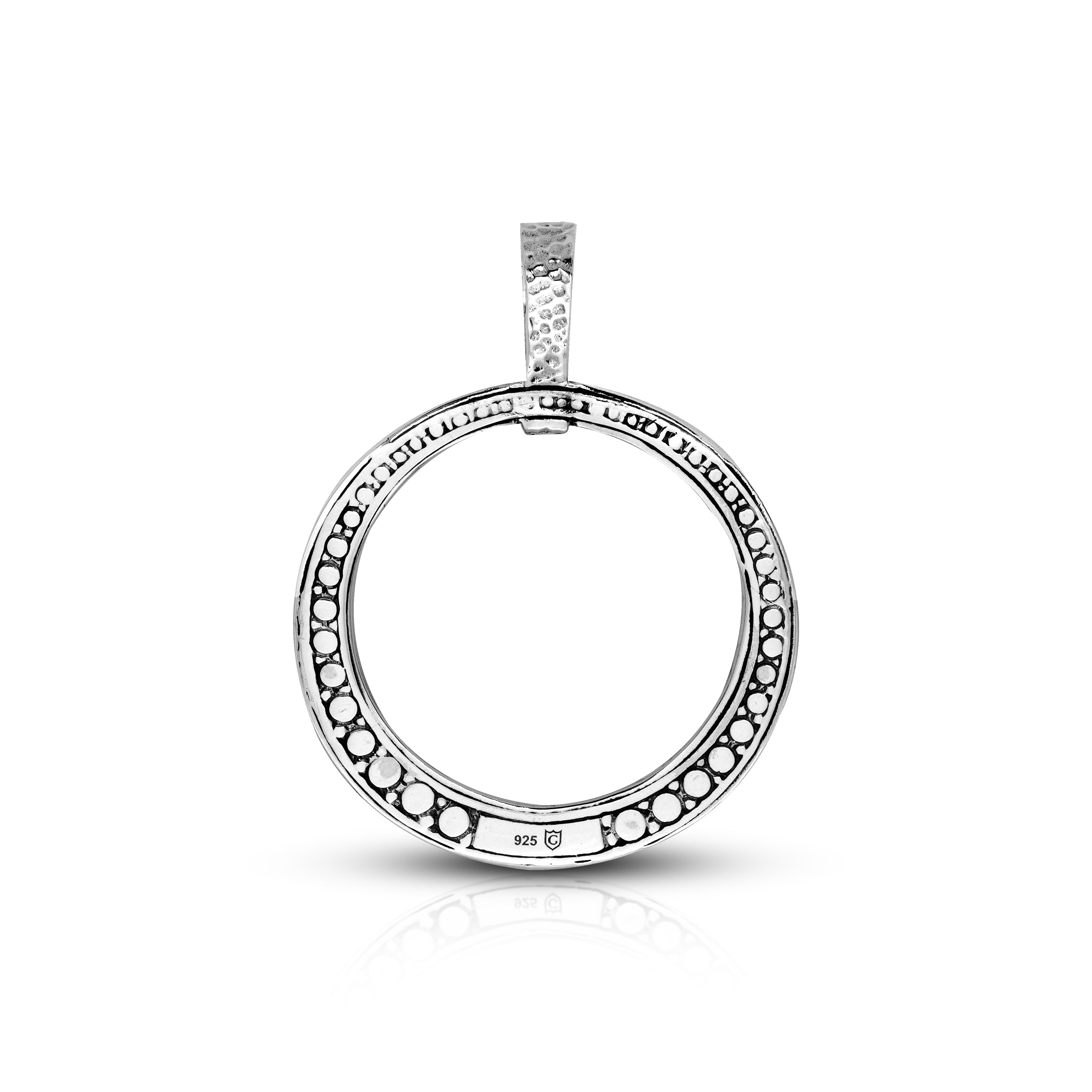 Bold Bali Sterling Silver Circle Pendant Crafted with Tulang Detail