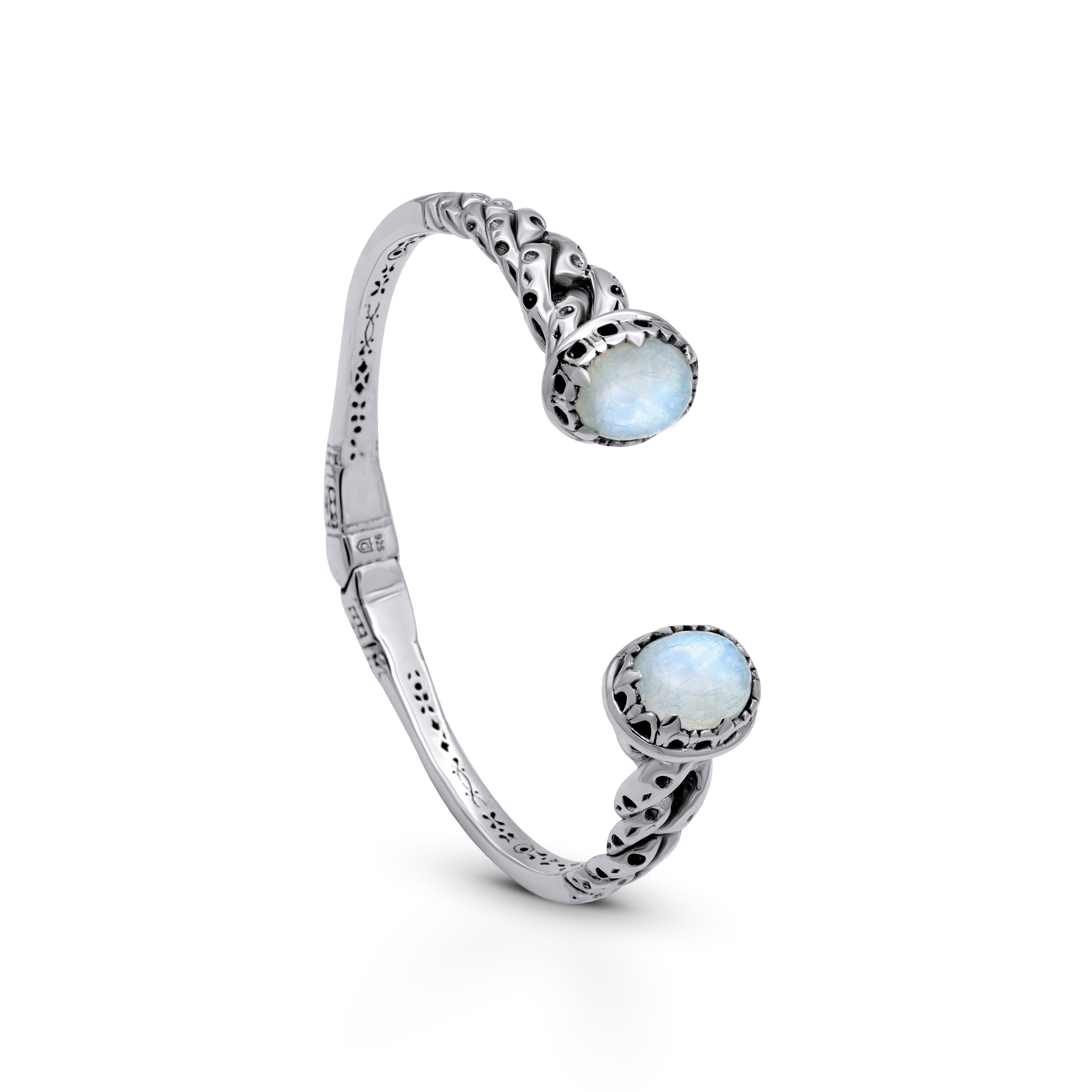 Balinese Artisan Handcrafted Sterling Silver Moonstone Bangle