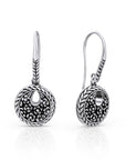 Elegant Balinese Sterling Silver Floral Drop Earrings