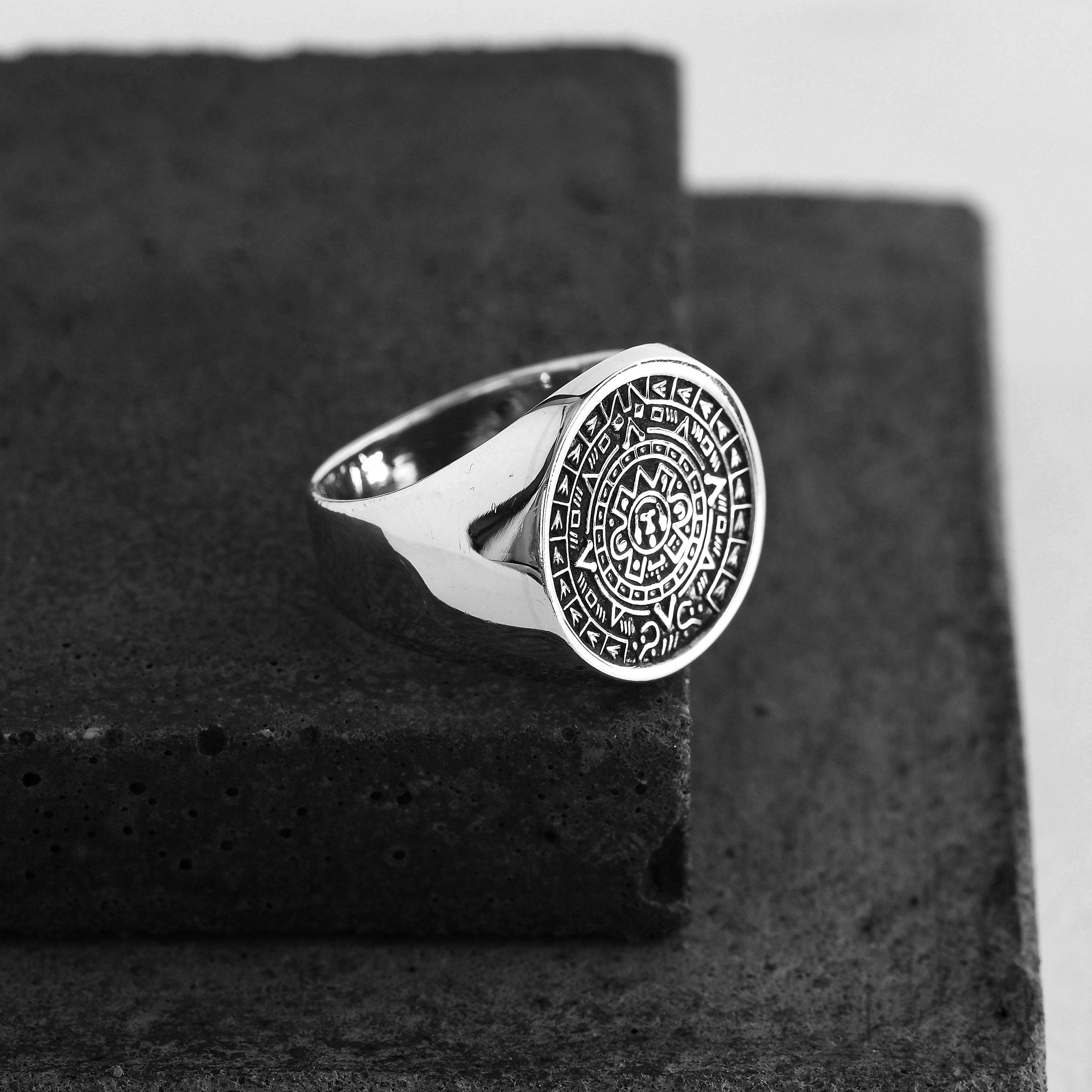 Signet Aztec Calendar Ring Dalia #39 s Silver Lining Signet Aztec Calendar Ring Dalia #39 s Silver Lining